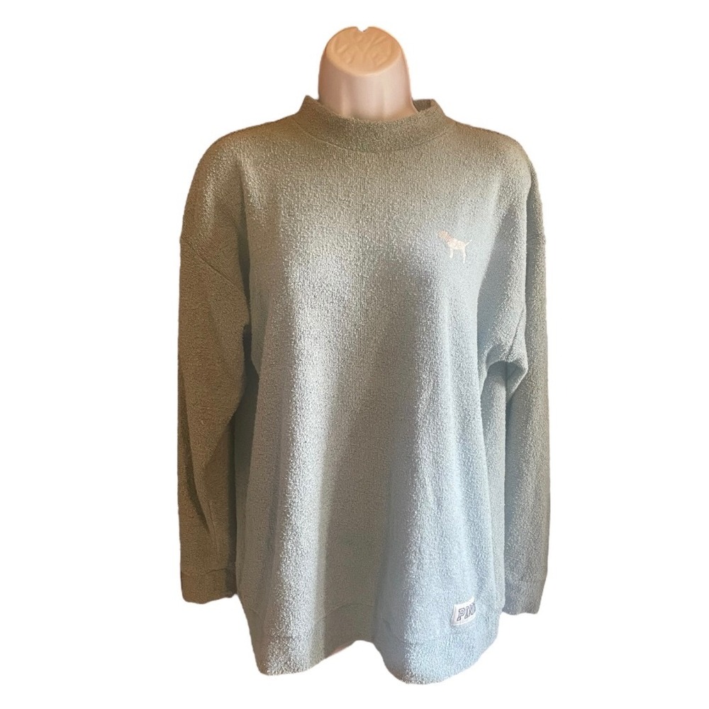 Pink by Victoria Secret Mock Neck Fuzzy Fleece Sweatshirt Long Sleeve Casual Top